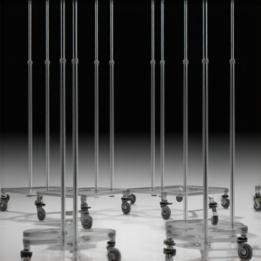 7 Mobile IV Stands with Five-Leg Safety Bases