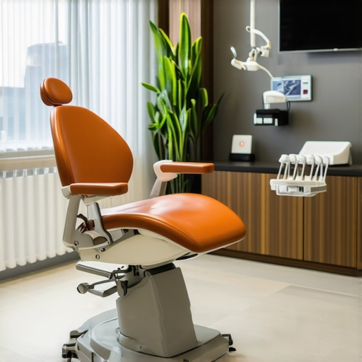 Modern adjustable ergonomic dental chair supporting a dental professional in a clinic setting