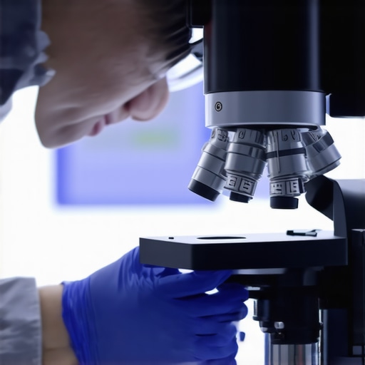 Healthcare professional fine-tuning a 4K digital microscope for optimal imaging