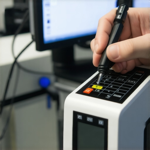 Medical personnel performing calibration using digital tools on sophisticated medical devices