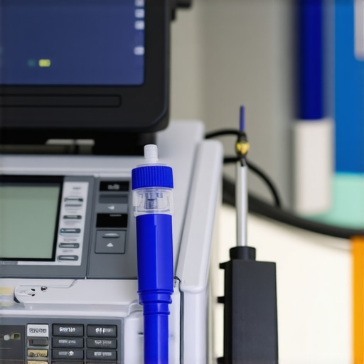 Advanced Maintenance Tools for Medical Equipment A technician using a digital calibration device alongside an ultrasonic cleaner for medical equipment
