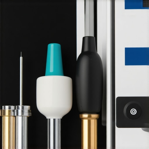 Advanced medical device maintenance tools Technicians calibrating and inspecting medical equipment using digital tools in a hospital lab.