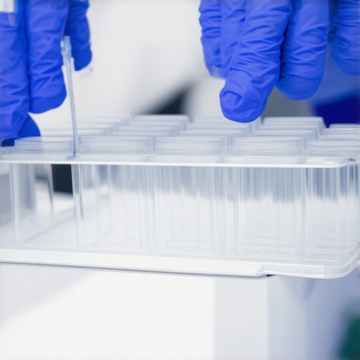 Healthcare professional examining medical supplies carefully