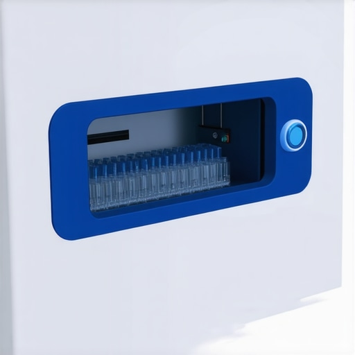 Benchtop PCR Machine in Action A laboratory technician operating a compact PCR device with test tubes and digital display