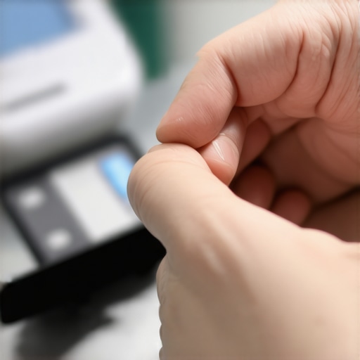 Healthcare professional calibrating medical equipment in a clinical environment