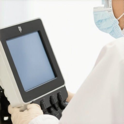 Calibrating Medical Equipment for Accuracy Healthcare professional calibrating medical device ensuring precision