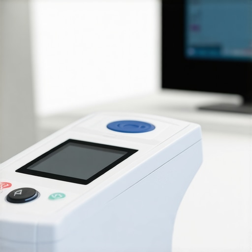 Technician calibrating high-tech medical equipment in a hospital