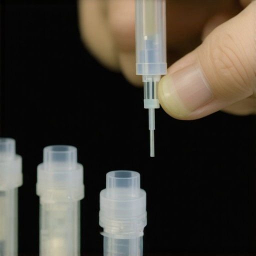 Technician adjusting a high-tech medical device with precision.