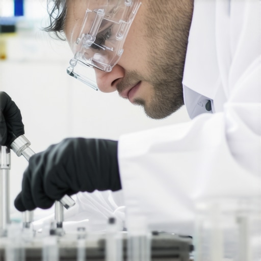 Careful Inspection of Medical Equipment Technician inspecting medical devices for accuracy and safety.