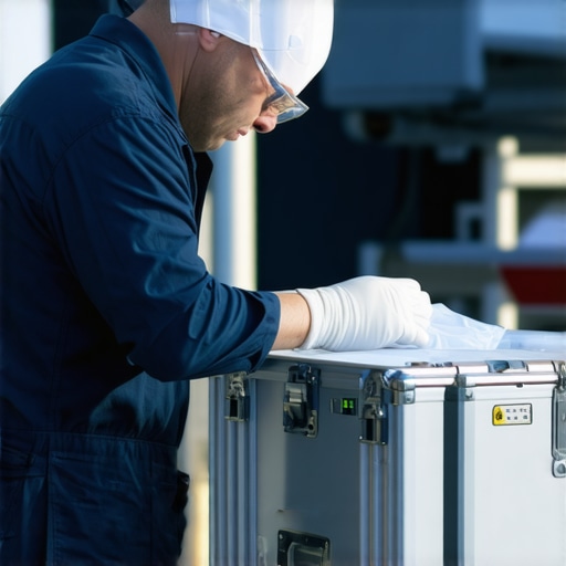 Healthcare worker setting up portable MRI device outdoors for emergency use