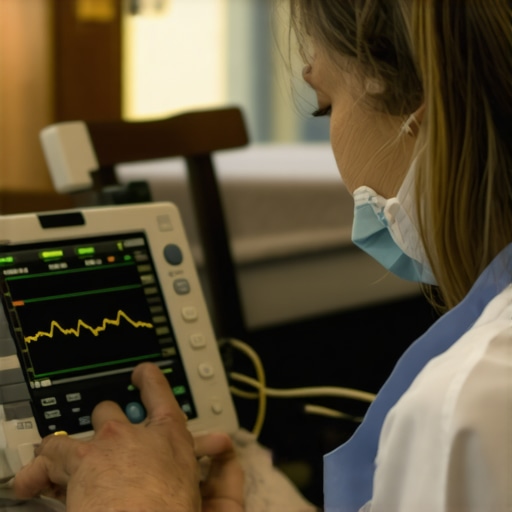 Deploying Telemetry in Rural Healthcare Healthcare professional installing a heart telemetry device in a rural clinic setting