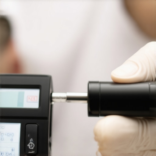 Healthcare professional calibrating medical device with digital tool