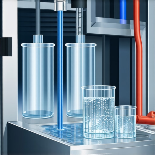 A detailed illustration of a high-tech lab glassware washer utilizing eco-saving features, demonstrating resource efficiency.