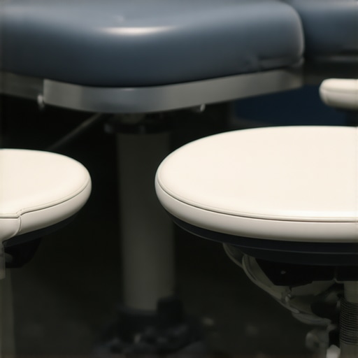 Ergonomic Padded Footstool in OR Medical staff using an ergonomic padded footstool during surgery