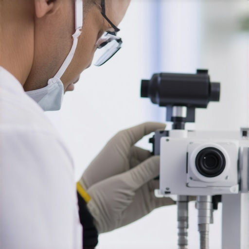 Healthcare professional examining advanced medical equipment