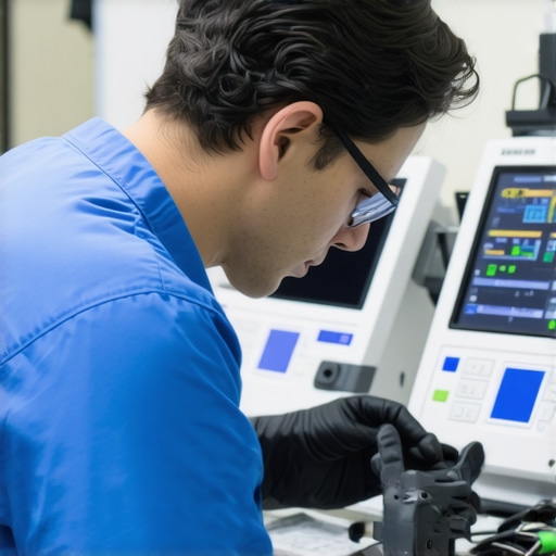 Medical staff calibrating and maintaining devices in a healthcare setting.