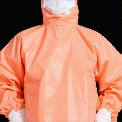 Healthcare worker in durable disposable exam gown demonstrating fit and comfort.