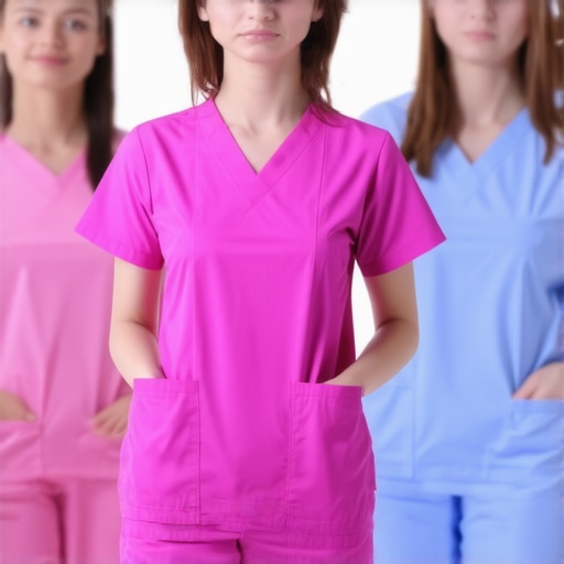 Healthcare workers in antimicrobial uniforms Medical staff in antimicrobial scrubs ensuring hygiene and odor control