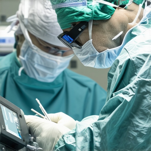 Surgeon operating a precision surgical tool during surgery