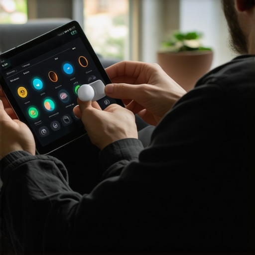 Person connecting health sensors to a tablet for monitoring