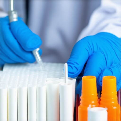 Healthcare professional examining medical supplies carefully