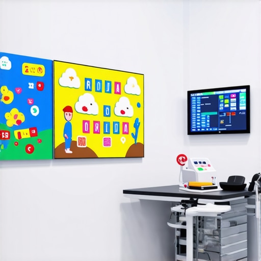 A pediatric room with colorful interactive wall panels