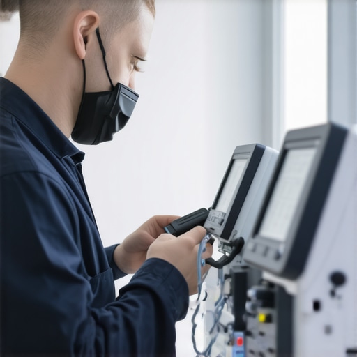 Technician performing maintenance on healthcare devices using precision tools