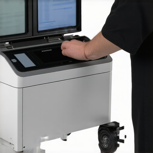 Healthcare professional checking and maintaining medical cart equipment to ensure reliability.