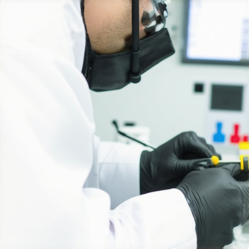 Technician calibrating and cleaning medical devices in a hospital environment.