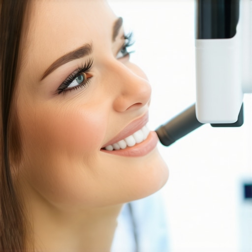 Dental professional capturing images with a smart intraoral camera during a patient exam.