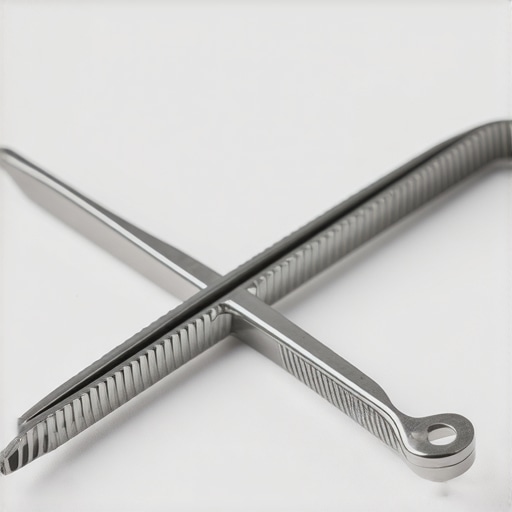 Micro-forceps laid out on a sterile surgical tray showcasing ergonomic grip and fine tips.