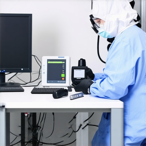 Optimizing Medical Equipment Maintenance A state-of-the-art medical maintenance station with staff ensuring equipment readiness.