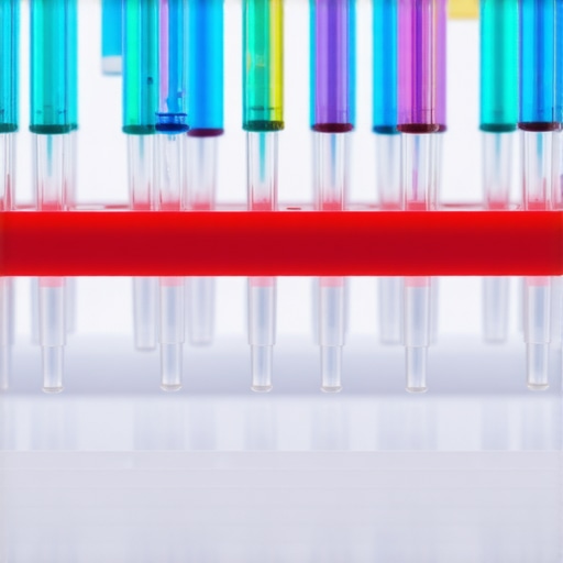 A sleek, modern lab pipette stand holding various pipettes in an organized manner on a laboratory bench.