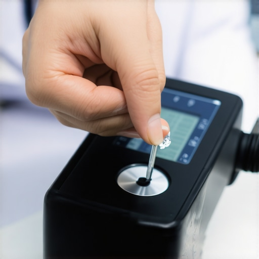 Precise Device Calibration Healthcare professional calibrating a medical instrument in a hospital