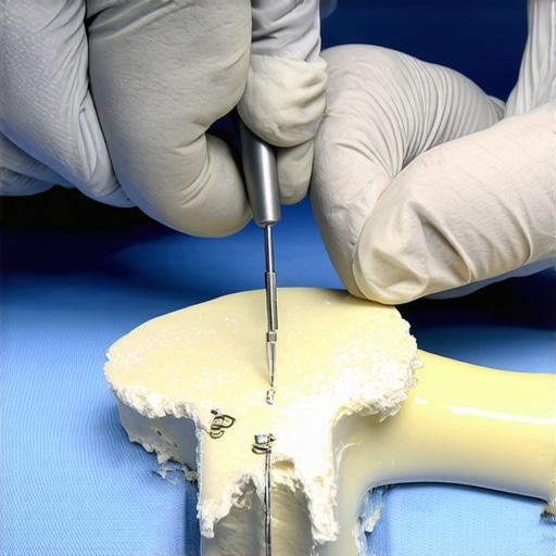 Proper Titanium Staple Application Surgeon applying titanium staples to bone tissue with imaging support.