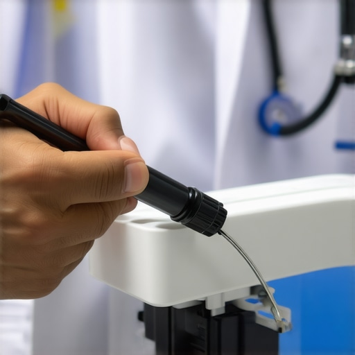 Proper calibration of medical devices ensures safety. A technician performing calibration on medical equipment in a hospital.