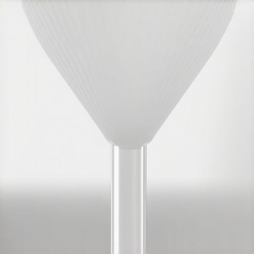 Lab funnel with ribbed pattern correctly aligned during installation.