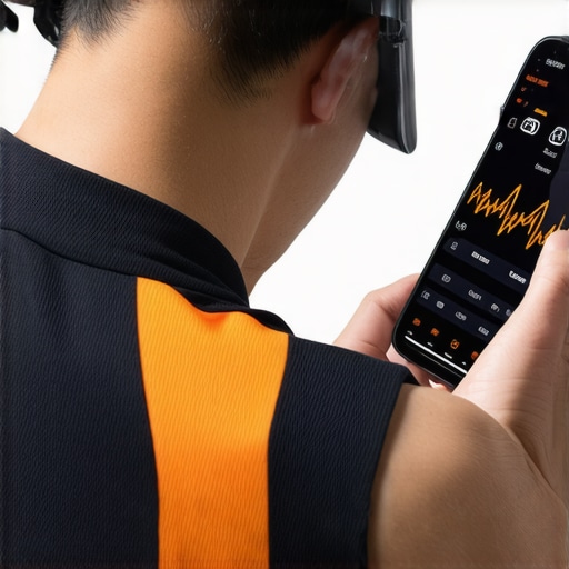 Person wearing a heart rate sensor during workout, showcasing bio-marker data on phone