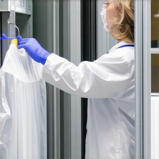 Medical staff choosing high-quality antimicrobial disposable gown from hospital supply