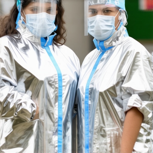 Medical staff wearing silver-infused PPE jackets during patient care