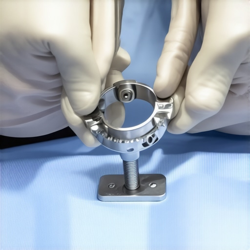 Surgeon adjusting a lightweight, adjustable neuro-surgical retractor during surgery