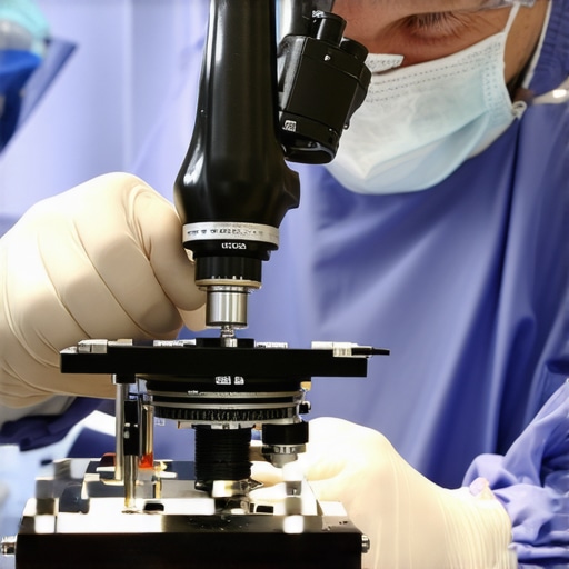 A close-up of a surgeon's hand adjusting a versatile hemostat during microsurgery