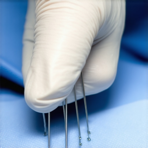 Surgeon with Titanium Staples A surgeon preparing titanium staples for surgery in a sterile operating room environment.