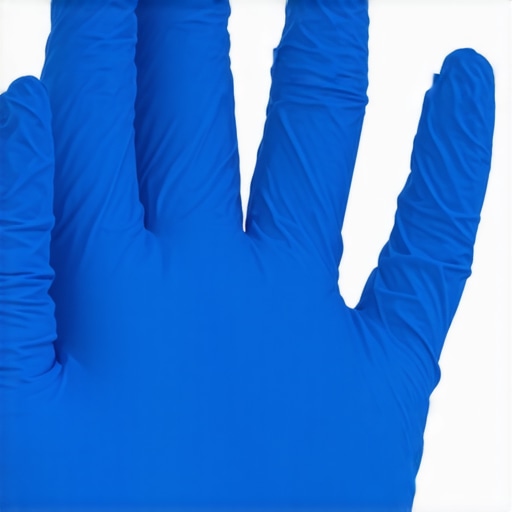 Close-up of textured nitrile surgical gloves highlighting grip-enhancing fingertips