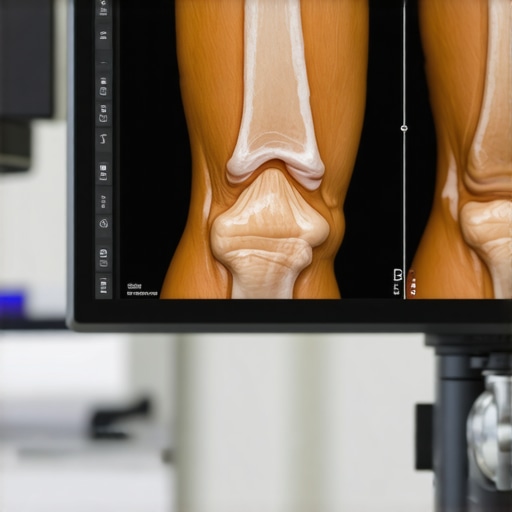 A compact 4K medical scope displaying detailed joint images in a medical office.