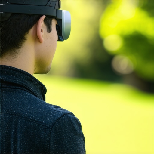 Person wearing a portable EEG headband during a walk with smartphone app display in focus.