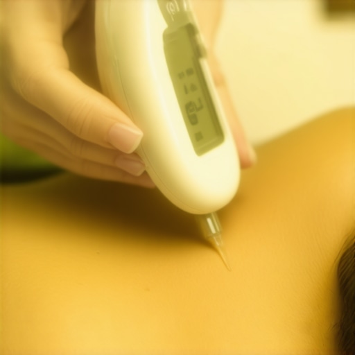 Healthcare worker testing skin moisture with a digital meter on a patient's wound.