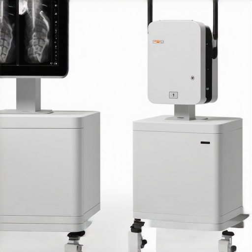 Wireless X-ray detectors beside a patient bed, ready for imaging