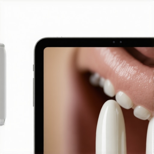 Dental professional using a wireless intraoral camera during examination.