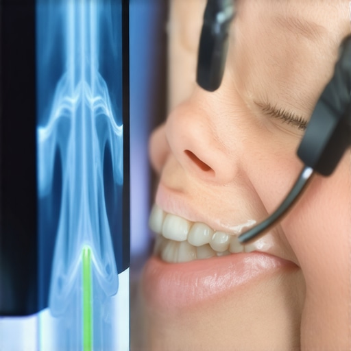 Dentist operating AI-powered dental imaging system in clinic